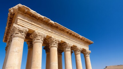 Fototapeta premium A group of stone pillars in front of a blue sky