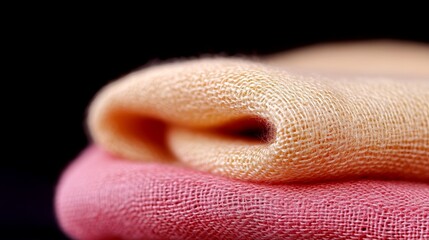 Fototapeta premium A close up of a pink and orange cloth on a black background