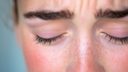 Obraz premium A close up of a woman's eyes with long eyelashes