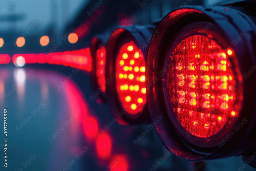Poster close-up shot of a traffic light showing red lights