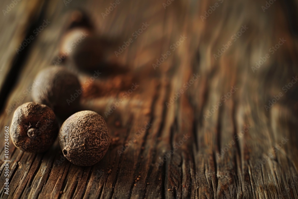 Poster a group of nuts siting on a wooden table