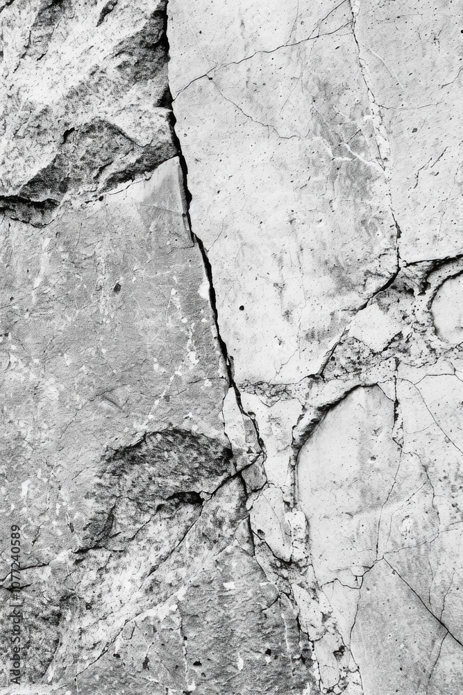 Poster A black and white photo of a rock face with intricate patterns and textures