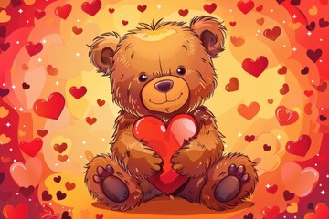 Obraz premium Teddy bear, valentine's day