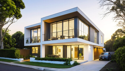 a house with a lot of windows and a balcony