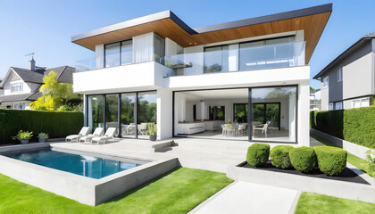 the pool and the house are designed by architect