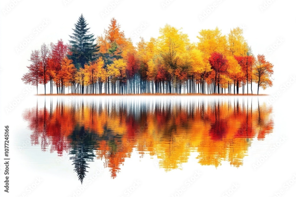 Poster A group of trees surrounded by water, with some leaves and branches visible