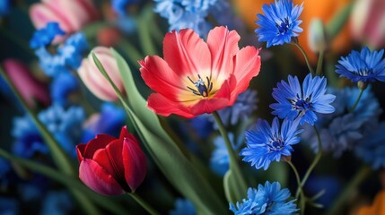 Fototapeta premium A close-up shot of a colorful bouquet of mixed flowers