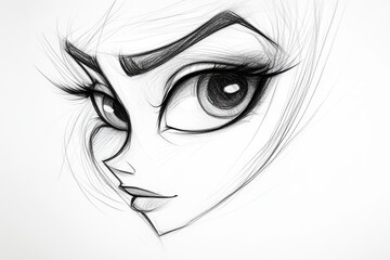 Obraz premium A drawing of a woman's face with long eyelashes