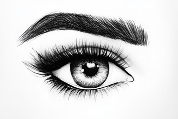 Obraz premium A black and white drawing of a woman's eye