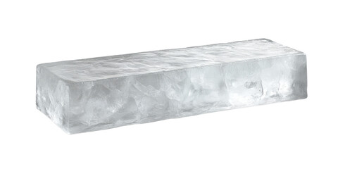 Block of Ice Isolated on Transparent Background. Cute Winter Holiday Festive Winter Ice Sculpture Decoration Carving. 