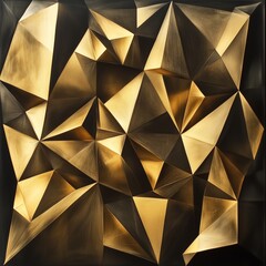 Obraz premium Bold angular pattern in metallic gold on a dark black canvas