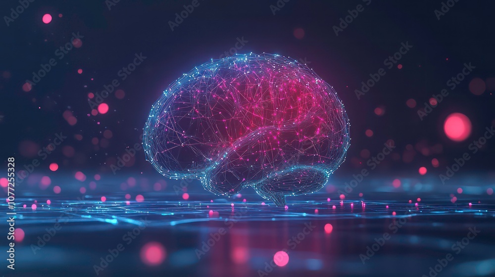 Leinwandbilder futuristic digital illustration of human brain with advanced smart technology, neural network connec