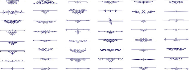 Decorative simple divider. Text dividers retro minimal line separators, elegant doodle frame borders.