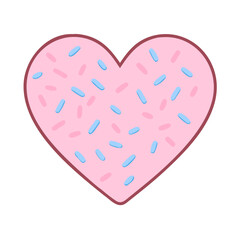 A heart made of sprinkles. The sprinkles are pink and blue. The heart is on a white background