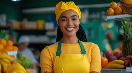 Multicultural group of retail workers in a store, providing customer service, illustrating the inclusive nature of the service industry