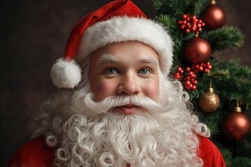 A cute santa in front of a christmas tree Generative Ai