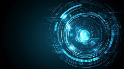 Futuristic Digital Interface with Circular Design and Glowing Lights