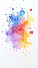 Fototapeta premium Colorful Watercolor Splats on White Background for Creative Designs Generative AI