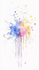 Fototapeta premium Colorful Watercolor Splats on White Background for Creative Designs Generative AI