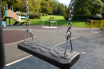 Empty Playground in the United Kingdom, detail, copy space