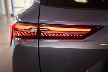 Closeup of a cars automotive tail brake light