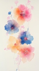 Soft Watercolor Flowers on White Background for Spring Design Generative AI