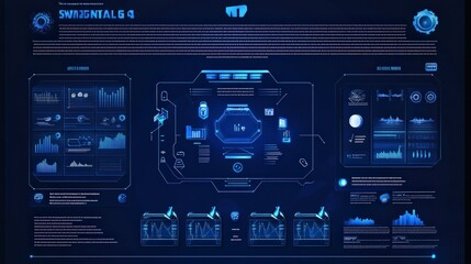 Fototapeta premium Futuristic Digital Interface with Data Visualization Elements and Charts