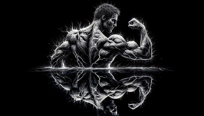 Strong man with muscles , super hero ,  AI , 4K , Background
