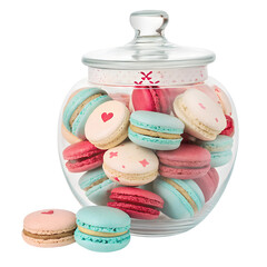 Delicious Macarons in Glass Jar &ndash; Perfect for Sweets Lovers and French Pastry Enthusiasts.