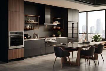 Interior of a contemporary large kitchen