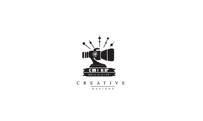 Cinema Production camera movie black Logo Design white background