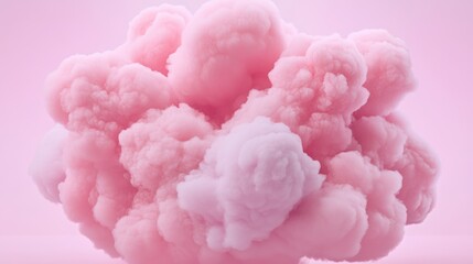 Fototapeta premium A fluffy pink cloud against a soft pastel background creates a dreamy and whimsical atmosphere, Ideal for candy, dessert, or festive themes in marketing or design projects,