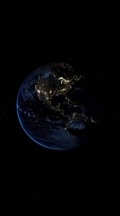 Naklejka premium Planet earth rotating in space showing north and central america at night