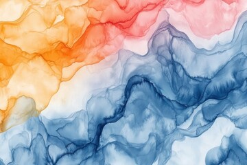 Fototapeta premium Abstract watercolor background in blue, orange, red and white colors.