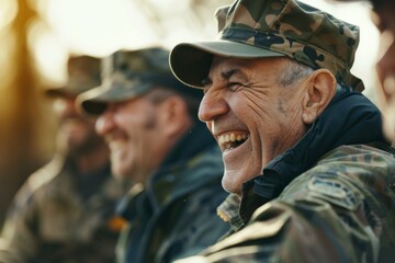 Obraz premium Group of veterans sharing a laugh