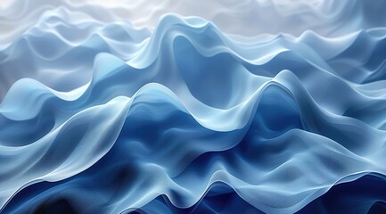 Obraz premium Abstract blue and white wavy fabric background.