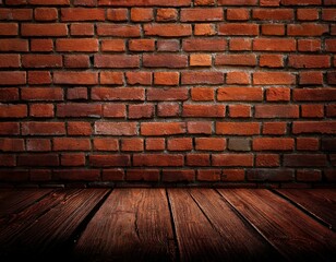 brick wall and wood floor