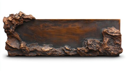 Fototapeta premium Rustic wooden sculpture with organic texture on a white background