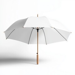Obraz premium A simple yet striking white umbrella, perfectly balanced on a plain white backdrop