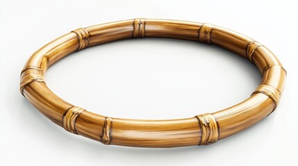 Obraz premium Circular bamboo frame on white background: natural wooden texture design