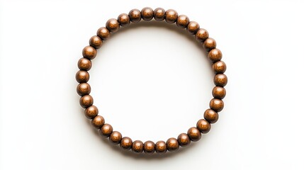 Obraz premium Elegant circular wooden bead bracelet on white background