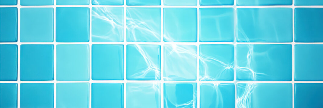 Vibrant blue ceramic mosaic tiles create a stunning wall texture in tranquil aquatic tones