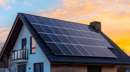 House with Solar Roof Concept
