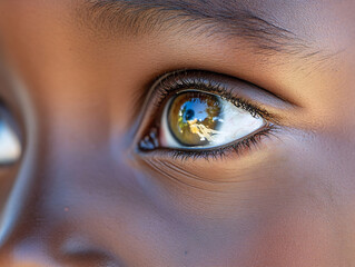 Naklejka premium Child's eye reflecting nature