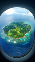 Aerial View of a Lush Tropical Island