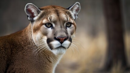 Fototapeta premium Wild cat cougar in its natural habitat