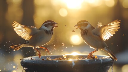 Sparrows at Sunset
