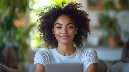 Smiling Woman with Afro Hair