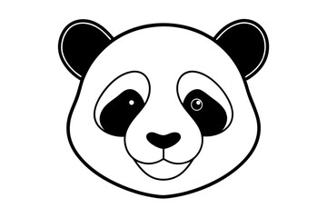 Simple and Stylish Panda Head Logo in Single Line Drawing &ndash; Vector Art