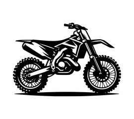 A silhouette vector of a motocross dirt bike, isolated on a white background.